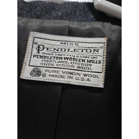 Vintage Miss Pendleton Women's Gray Wool Skirt Blazer Suit Set Size 6 - Picture 2 of 16